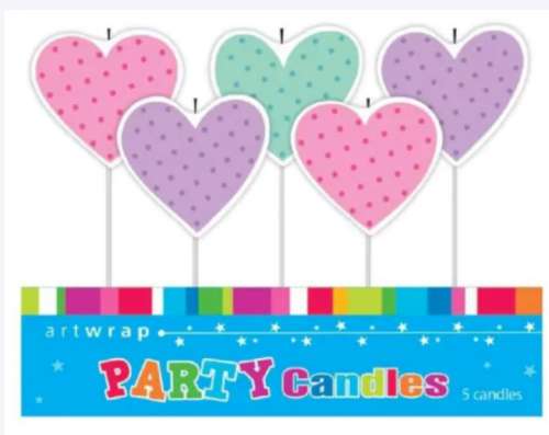 Party Candles - Hearts - Pack of 5 - Click Image to Close
